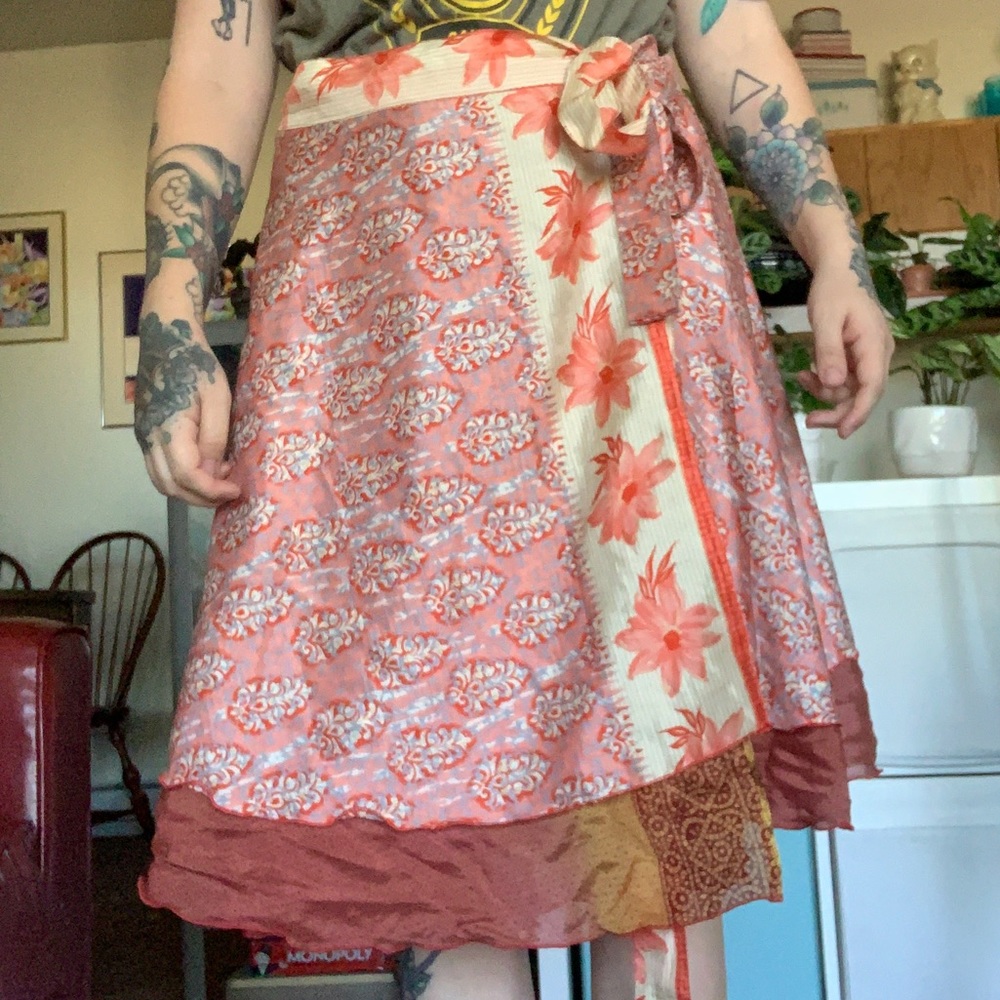 Silky wrap around skirt